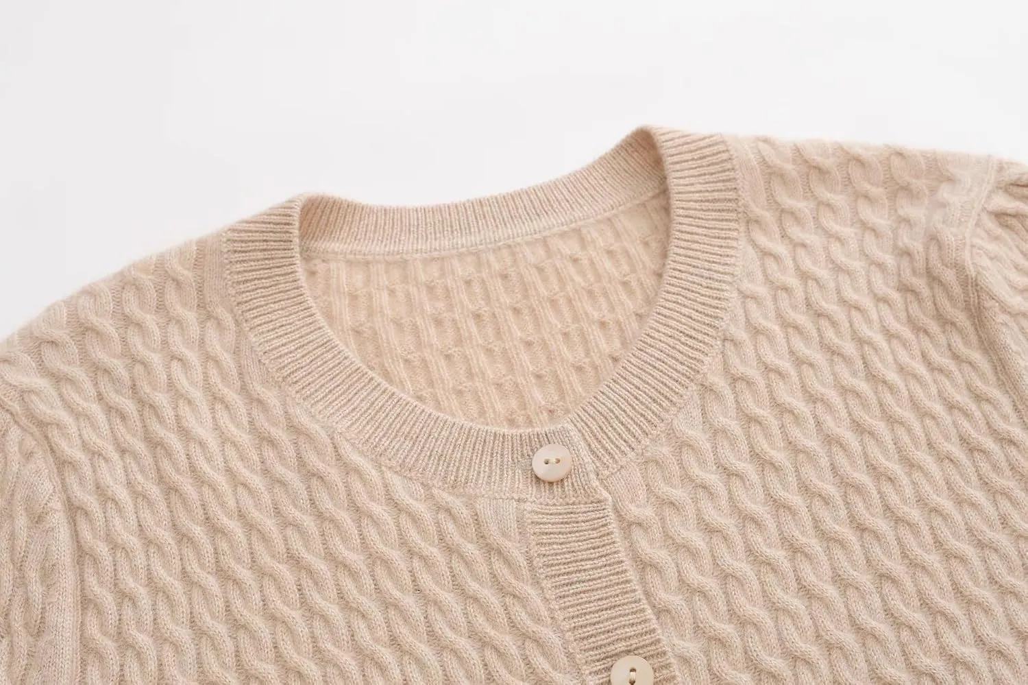 100% Cashmere Women's Cable Knit Cardigan Sweaters for Women Long Sleeve Crew Neck Warm Button Down