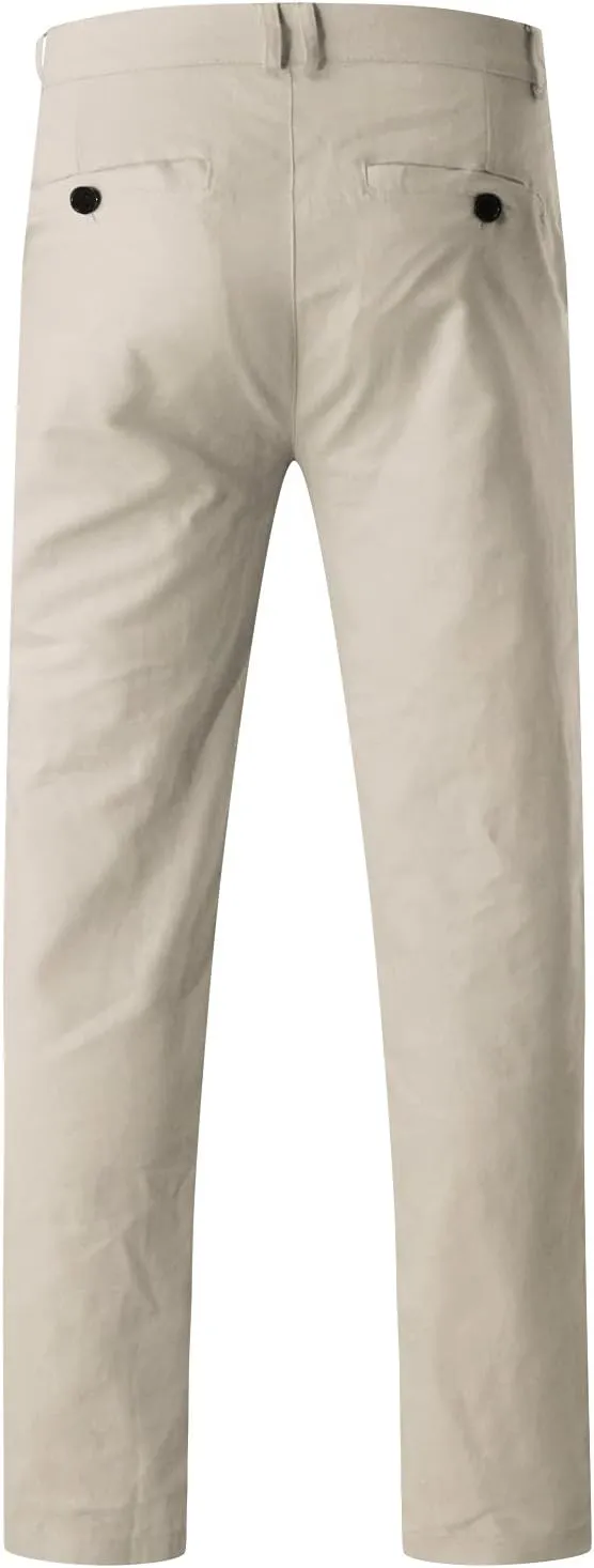 2021 Mens Chino Fit Flat Front Dress Pants Casual Cotton Jeans Slim Fit Skinny Stretchy Slacks Tapered Trousers