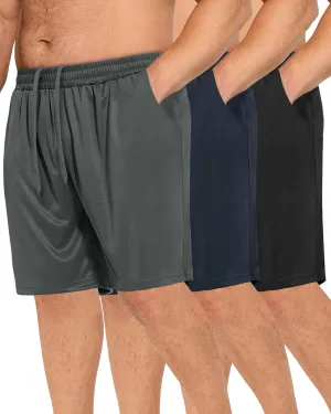 3 Pack Gym Basketball Mens Shorts - Quick Dry Black Workout Athletic Shorts with Pockets for Casual Running (S-6XL)