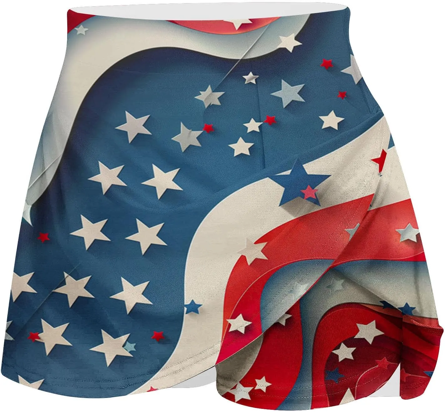 4th of July Skort Patriotic Skirts for Women American Flag Tennis Skirts with Shorts High Waisted Flowy Summer Skorts