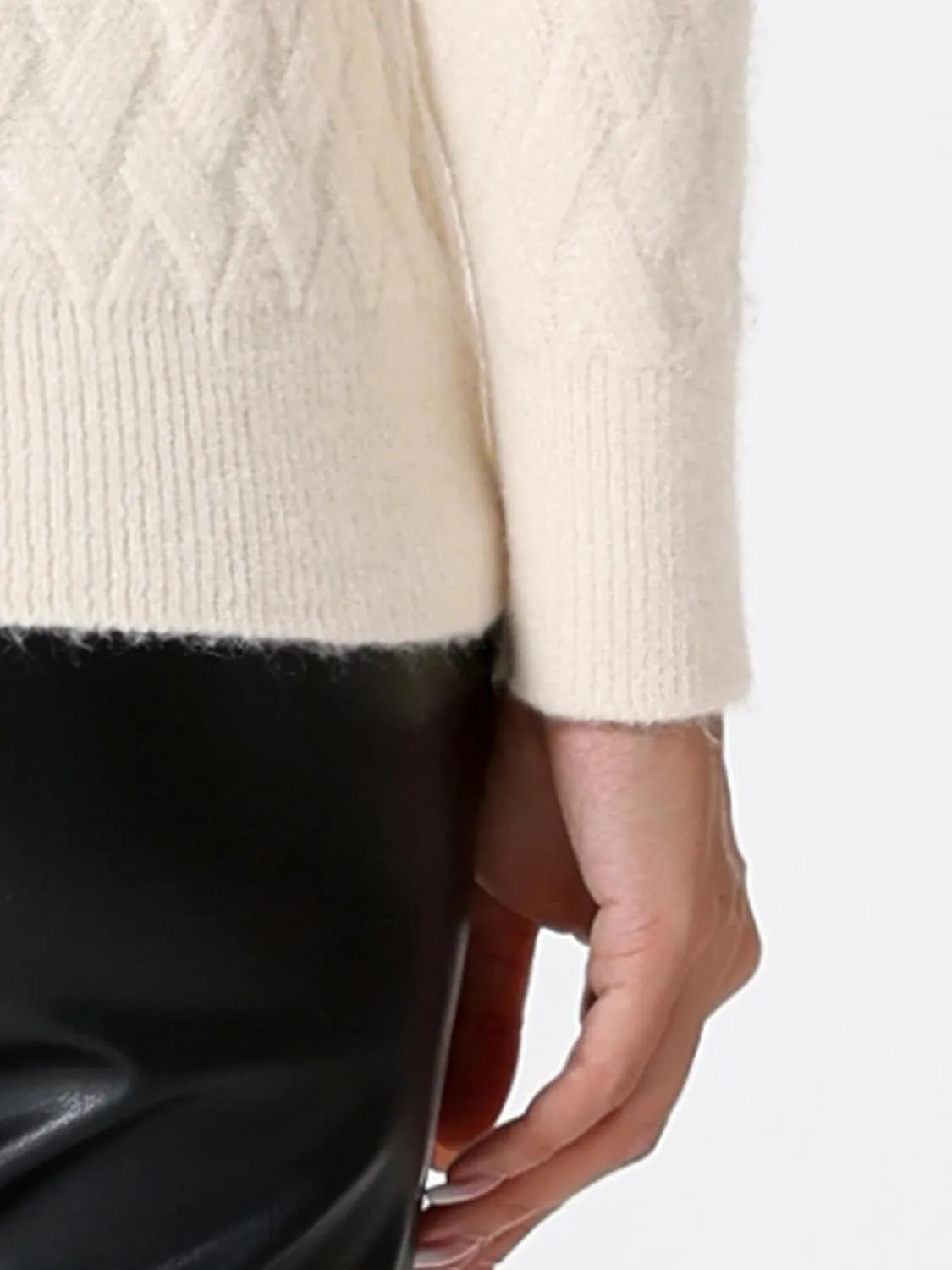 Allegra K Ribbed Sweater for Women's High Neck Long Sleeve Stretch Winter Knit Turtleneck Top