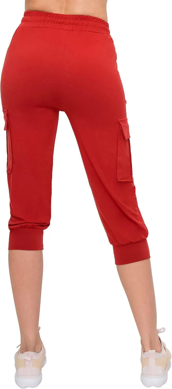 ALWAYS Capri Cargo Jogger Pants for Women - Super Soft Casual Drawstrings Track Cuff Bottoms
