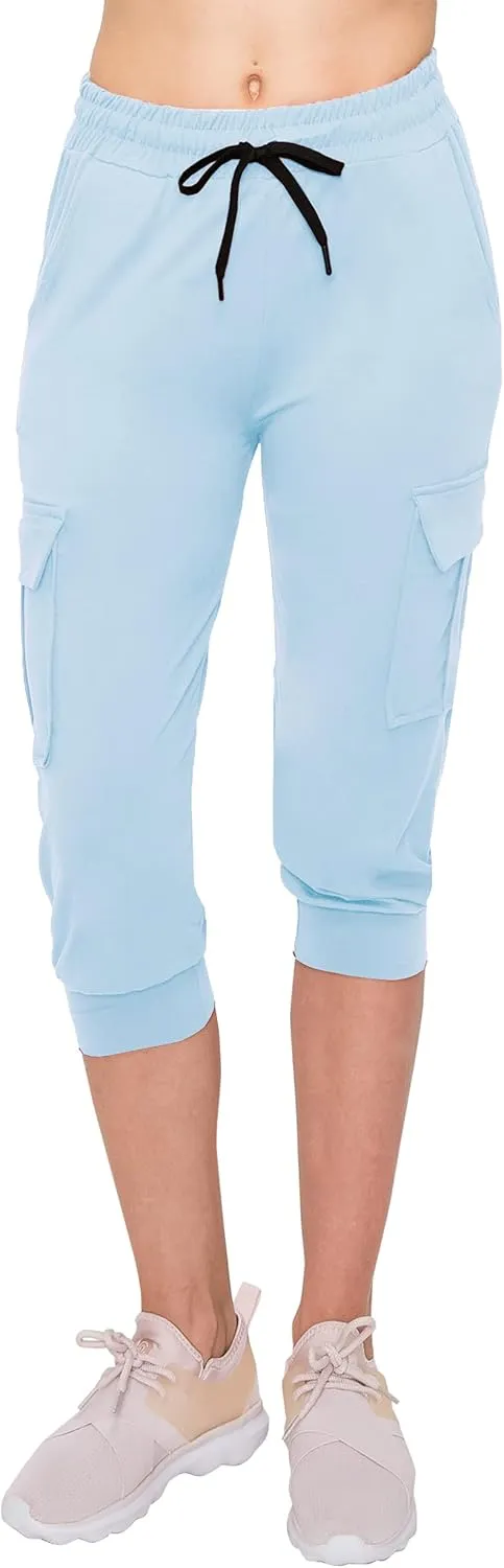 ALWAYS Capri Cargo Jogger Pants for Women - Super Soft Casual Drawstrings Track Cuff Bottoms