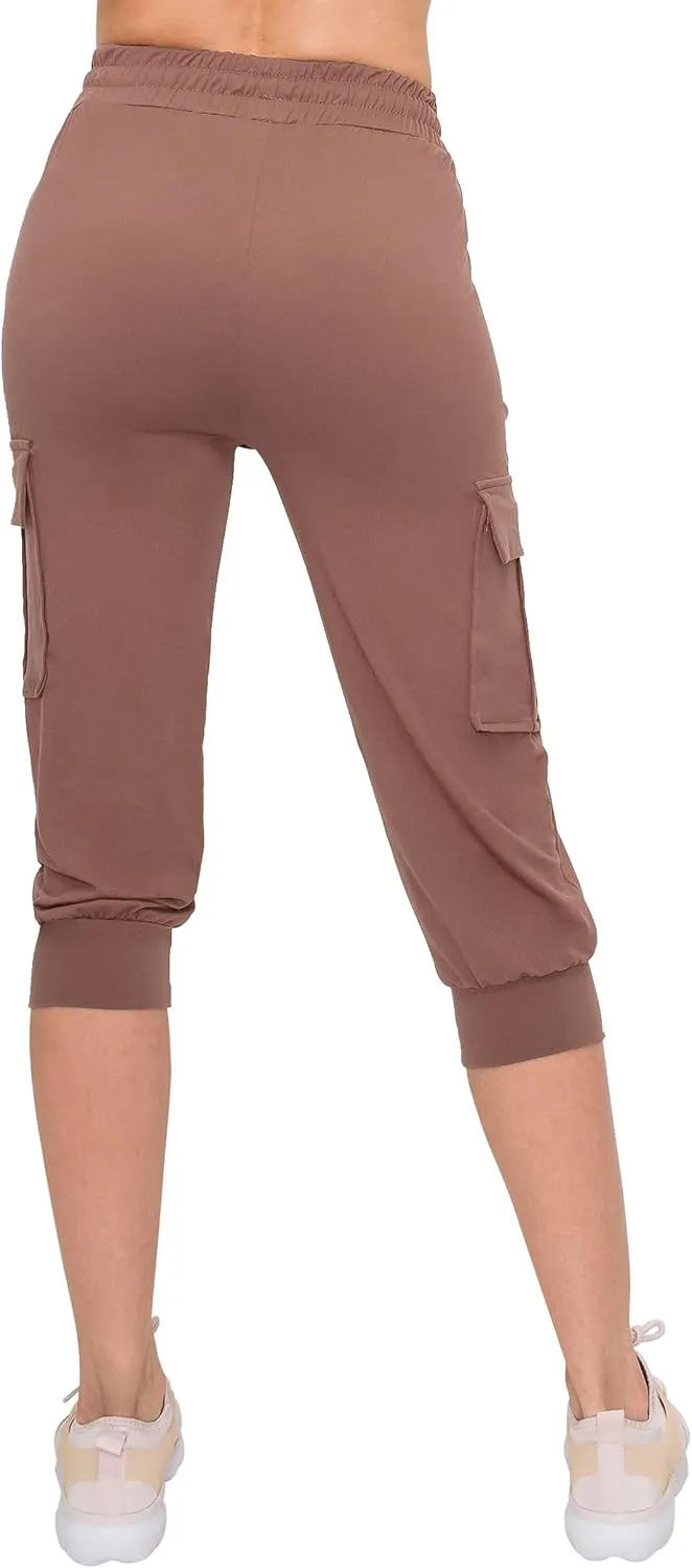 ALWAYS Capri Cargo Jogger Pants for Women - Super Soft Casual Drawstrings Track Cuff Bottoms