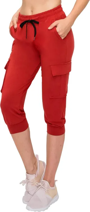 ALWAYS Capri Cargo Jogger Pants for Women - Super Soft Casual Drawstrings Track Cuff Bottoms