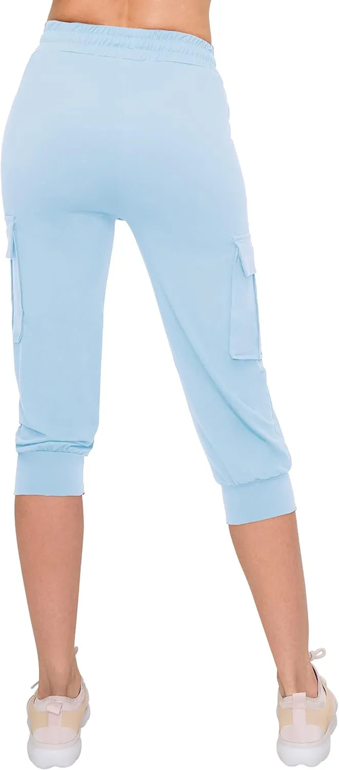 ALWAYS Capri Cargo Jogger Pants for Women - Super Soft Casual Drawstrings Track Cuff Bottoms