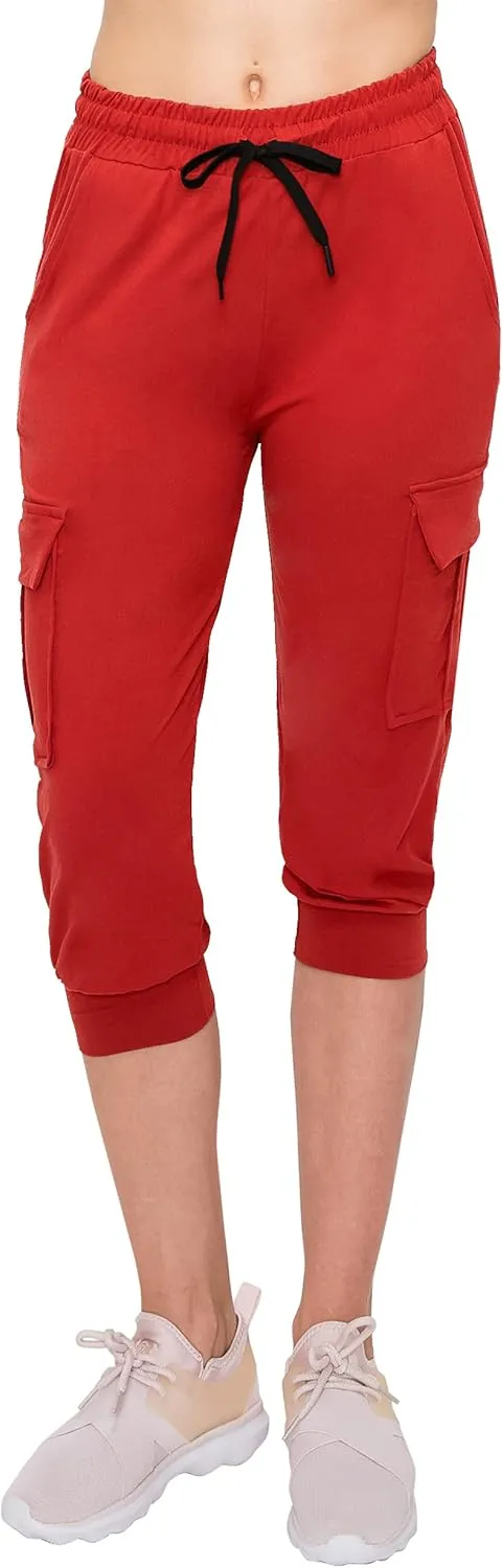 ALWAYS Capri Cargo Jogger Pants for Women - Super Soft Casual Drawstrings Track Cuff Bottoms