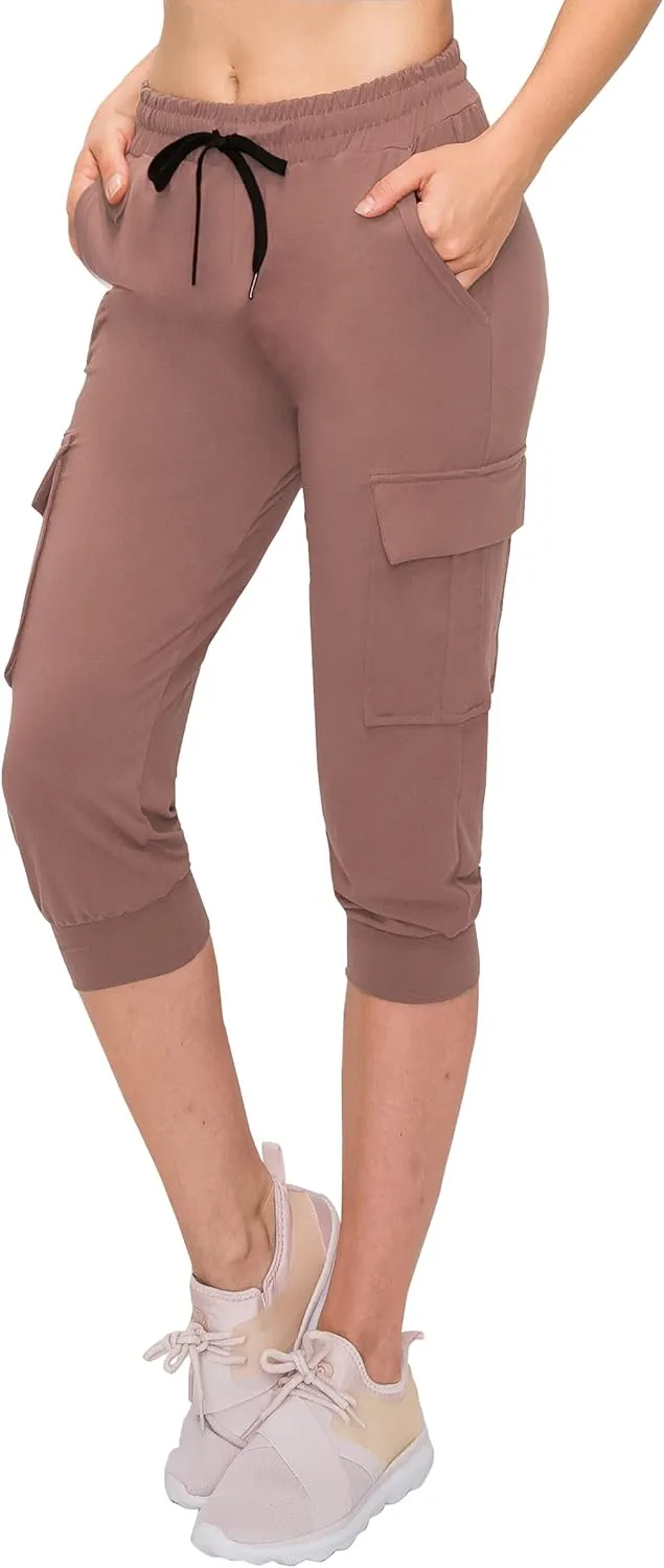 ALWAYS Capri Cargo Jogger Pants for Women - Super Soft Casual Drawstrings Track Cuff Bottoms