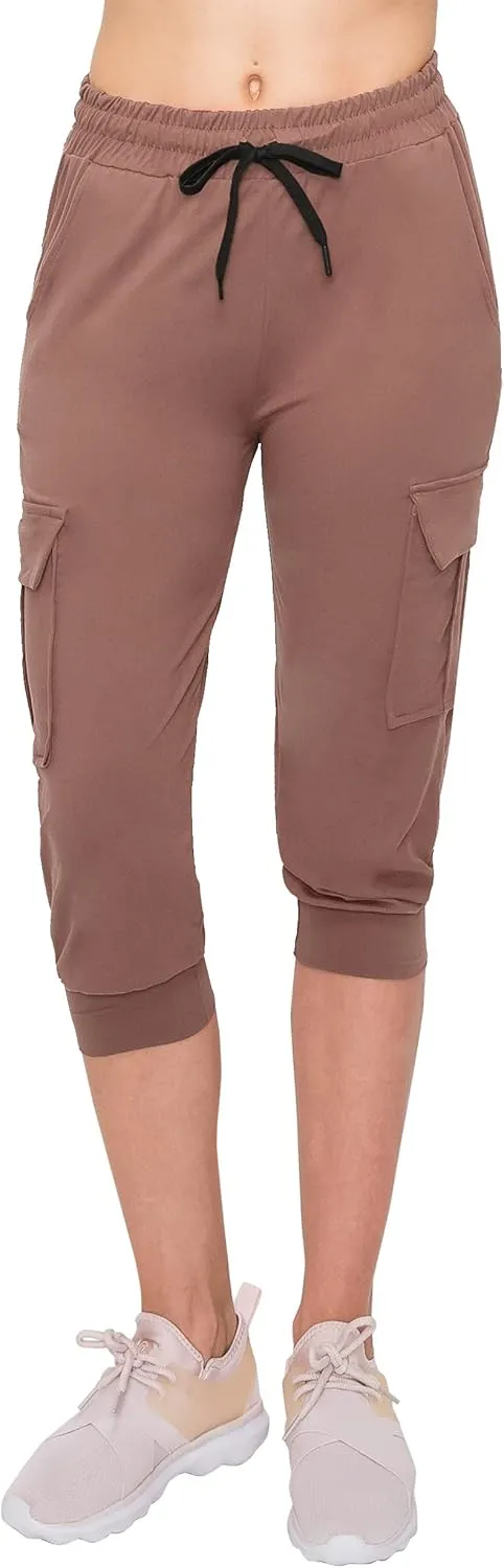 ALWAYS Capri Cargo Jogger Pants for Women - Super Soft Casual Drawstrings Track Cuff Bottoms