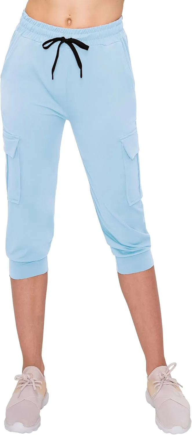 ALWAYS Capri Cargo Jogger Pants for Women - Super Soft Casual Drawstrings Track Cuff Bottoms