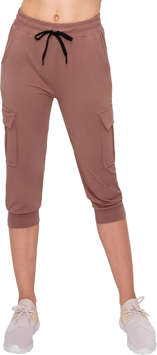 ALWAYS Capri Cargo Jogger Pants for Women - Super Soft Casual Drawstrings Track Cuff Bottoms