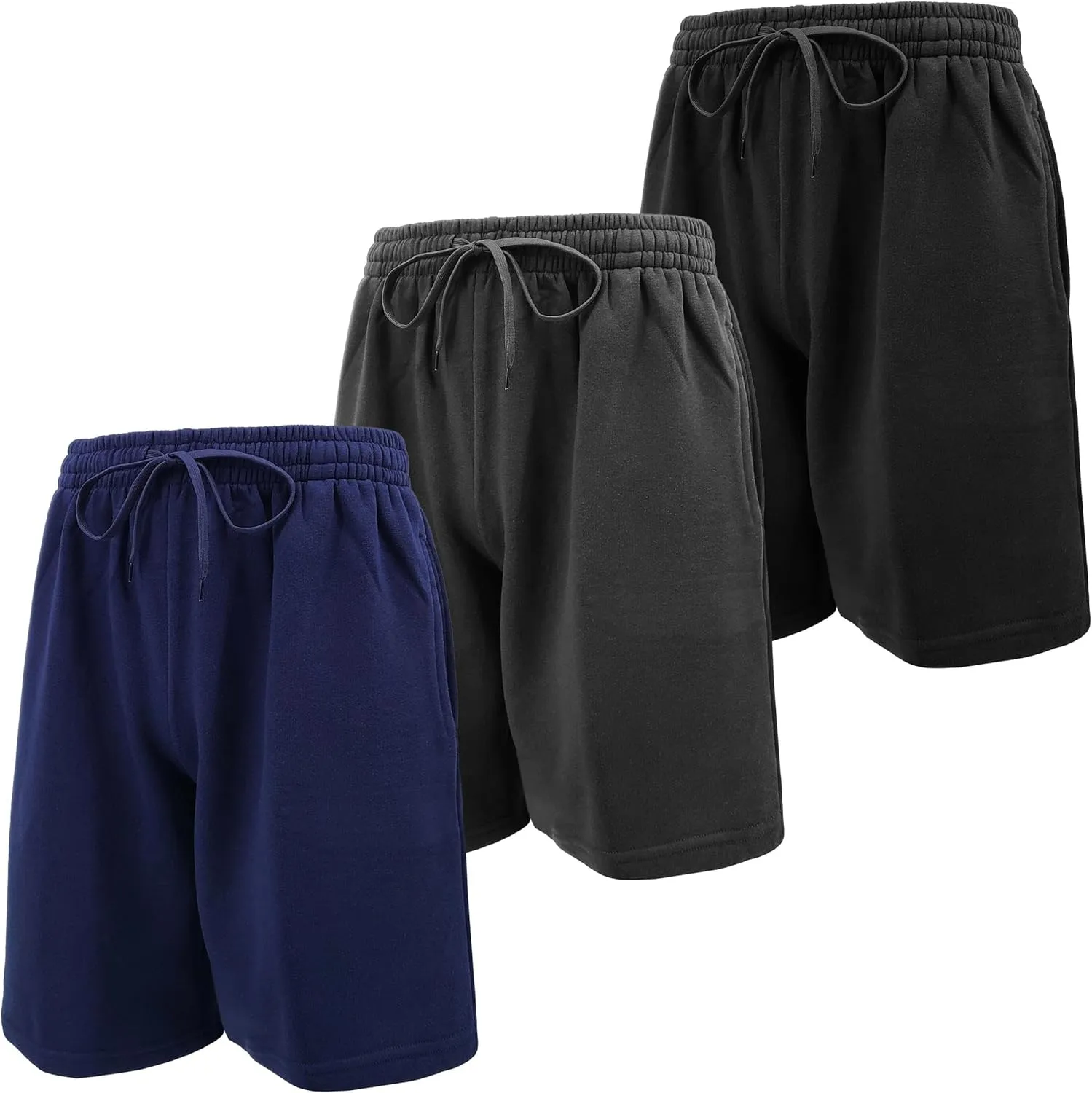 Andrew Scott Mens Cotton Knit Athletic Gym Shorts | Work Out Jogger Sweat Shorts with Drawstring & Pockets - Pack of 3