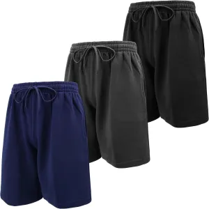 Andrew Scott Mens Cotton Knit Athletic Gym Shorts | Work Out Jogger Sweat Shorts with Drawstring & Pockets - Pack of 3