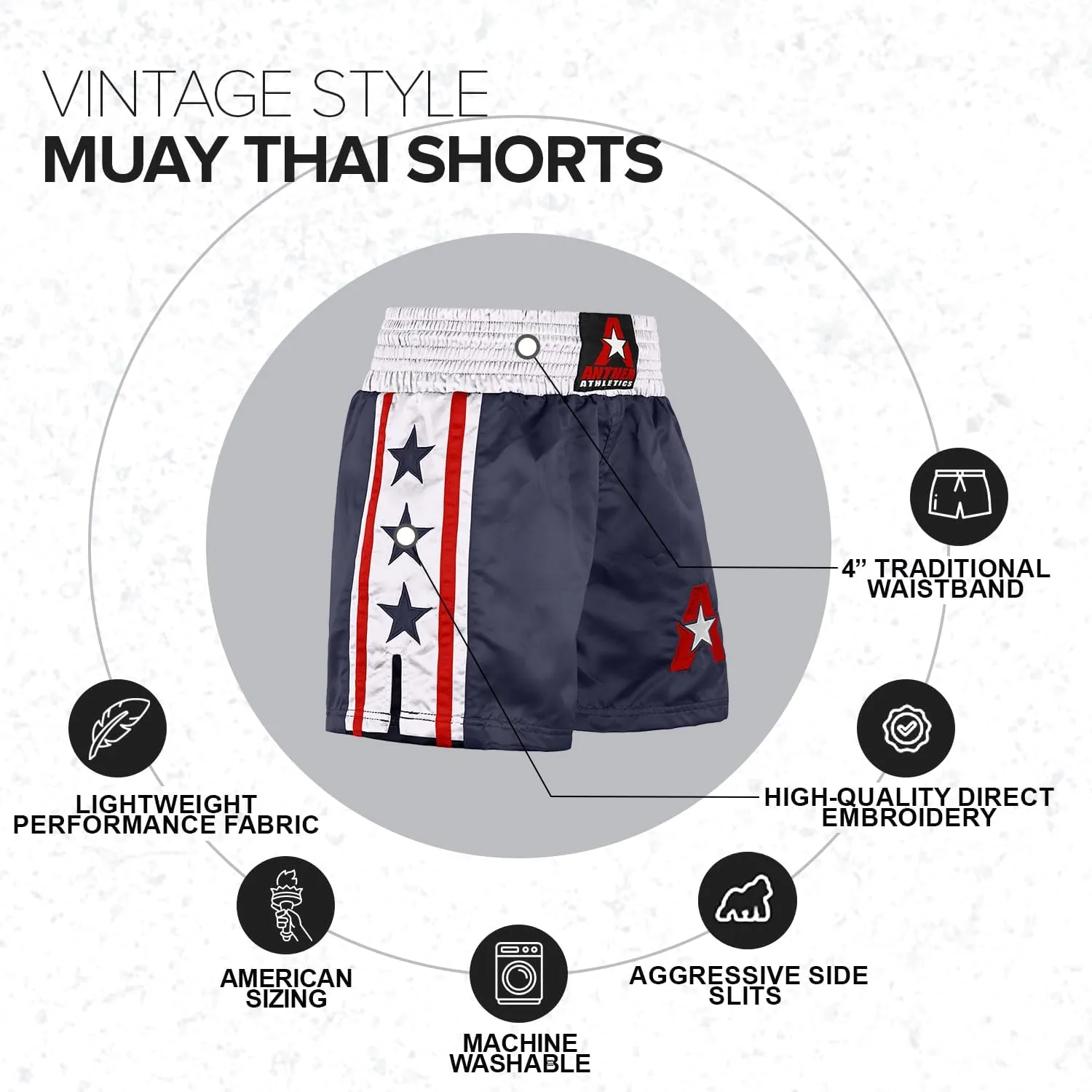 Anthem Athletics Muay Thai Shorts Men, Muay Thai Shorts Women - Kickboxing Short Boxing Trunks 5050 Classic Infinity Resolute