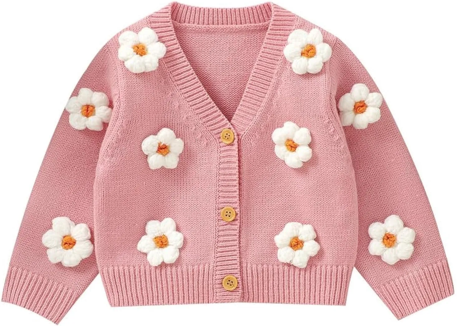 Baby Girl Cardigan Sweater Toddler Knit V-Neck Button Long Sleeve Outwear Fall Winter Clothes