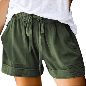 Bermuda Shorts for Women Loose High Waisted Short Pants Wide Leg Linen Knee Length Summer Casual Long Pockets