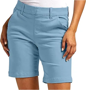 Bermuda Shorts for Women Stretchy Dressy Casual High Waisted Lounge Short Pants Straight Leg Hiking Vacation Outfits