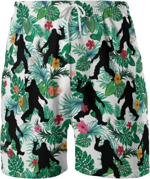 Bigfoot Men's Quick Dry - Sasquatch Hawaiian Shorts for Men - Beach Shorts Swim Trunks Set 14 (TND-LN-14)