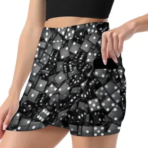 Black Dice Women's Mini Tennis Skirt with Shorts Underneath Athletic Workout Cute Skorts
