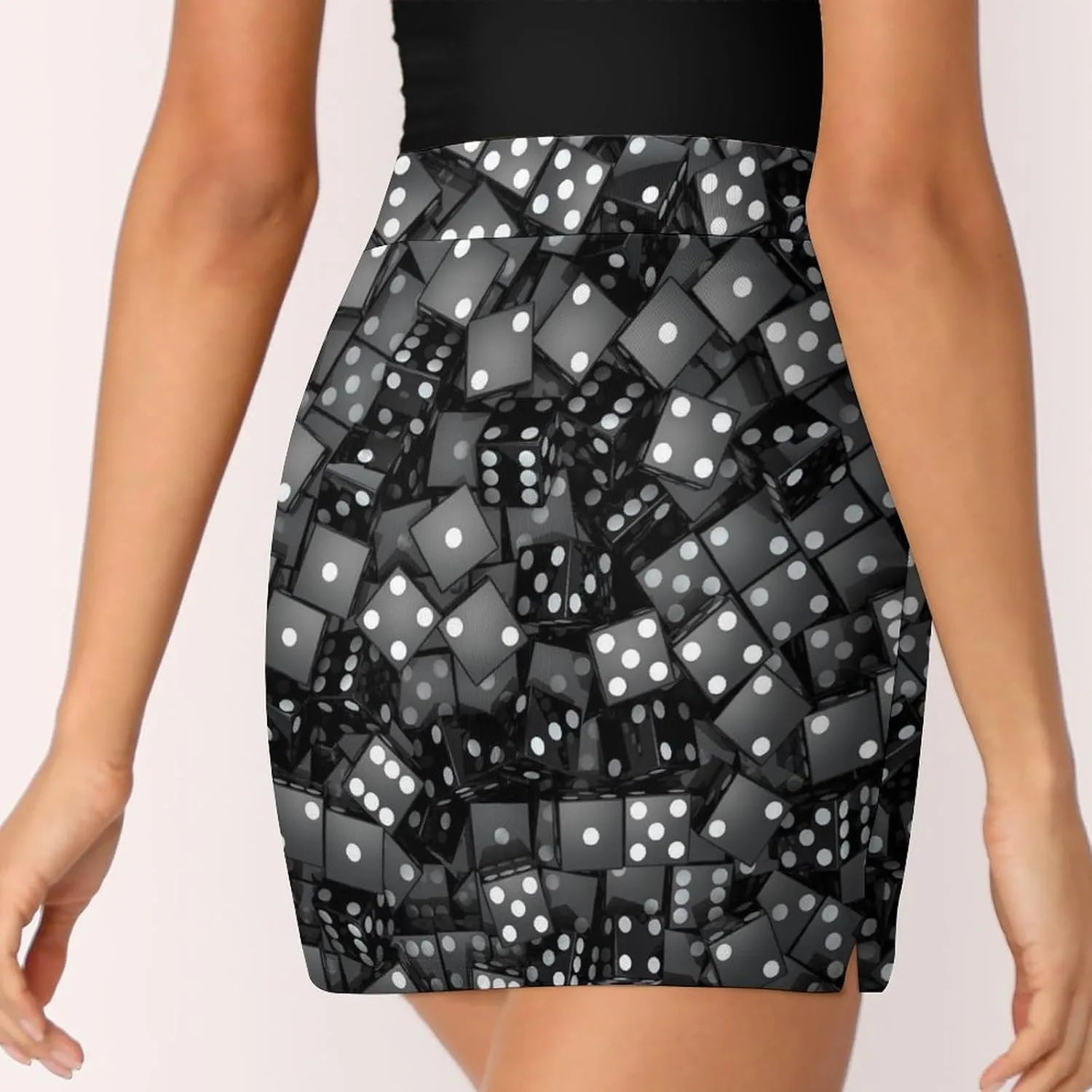 Black Dice Women's Mini Tennis Skirt with Shorts Underneath Athletic Workout Cute Skorts