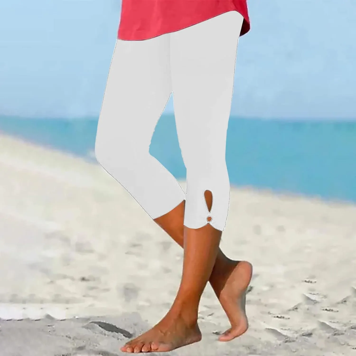 Capri Leggings for Women 2025 Summer Stretch Plus Size High Waisted Soft Casual Workout Yoga Pants with Pockets