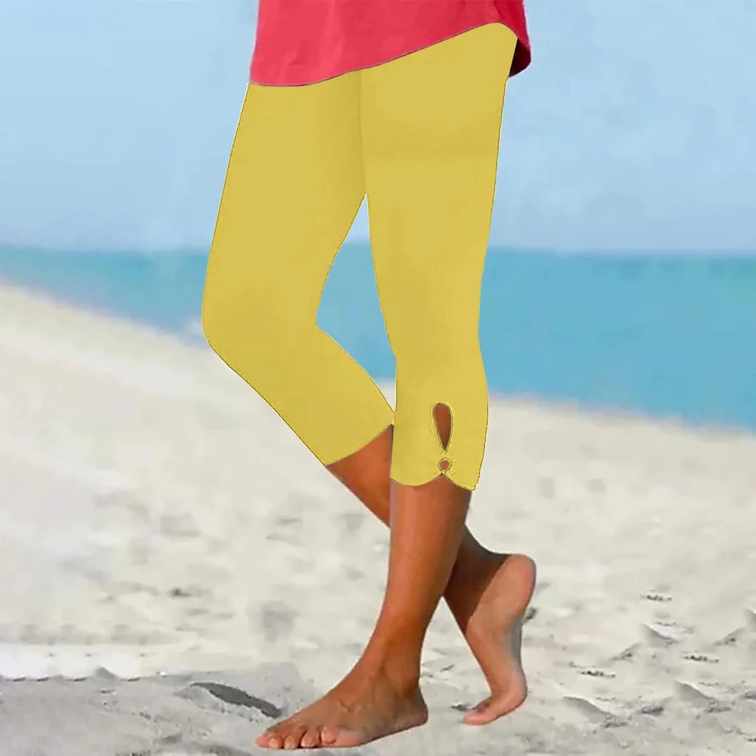 Capri Leggings for Women 2025 Summer Stretch Plus Size High Waisted Soft Casual Workout Yoga Pants with Pockets
