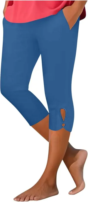 Capri Leggings for Women 2025 Summer Stretch Plus Size High Waisted Soft Casual Workout Yoga Pants with Pockets