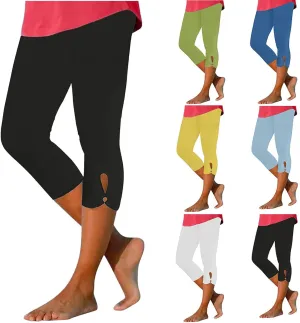 Capri Leggings for Women 2025 Summer Stretch Plus Size High Waisted Soft Casual Workout Yoga Pants with Pockets