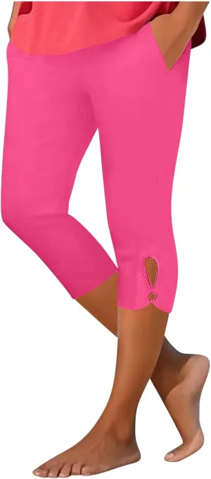 Capri Leggings for Women 2025 Summer Stretch Plus Size High Waisted Soft Casual Workout Yoga Pants with Pockets