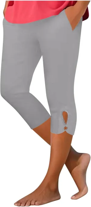 Capri Leggings for Women 2025 Summer Stretch Plus Size High Waisted Soft Casual Workout Yoga Pants with Pockets