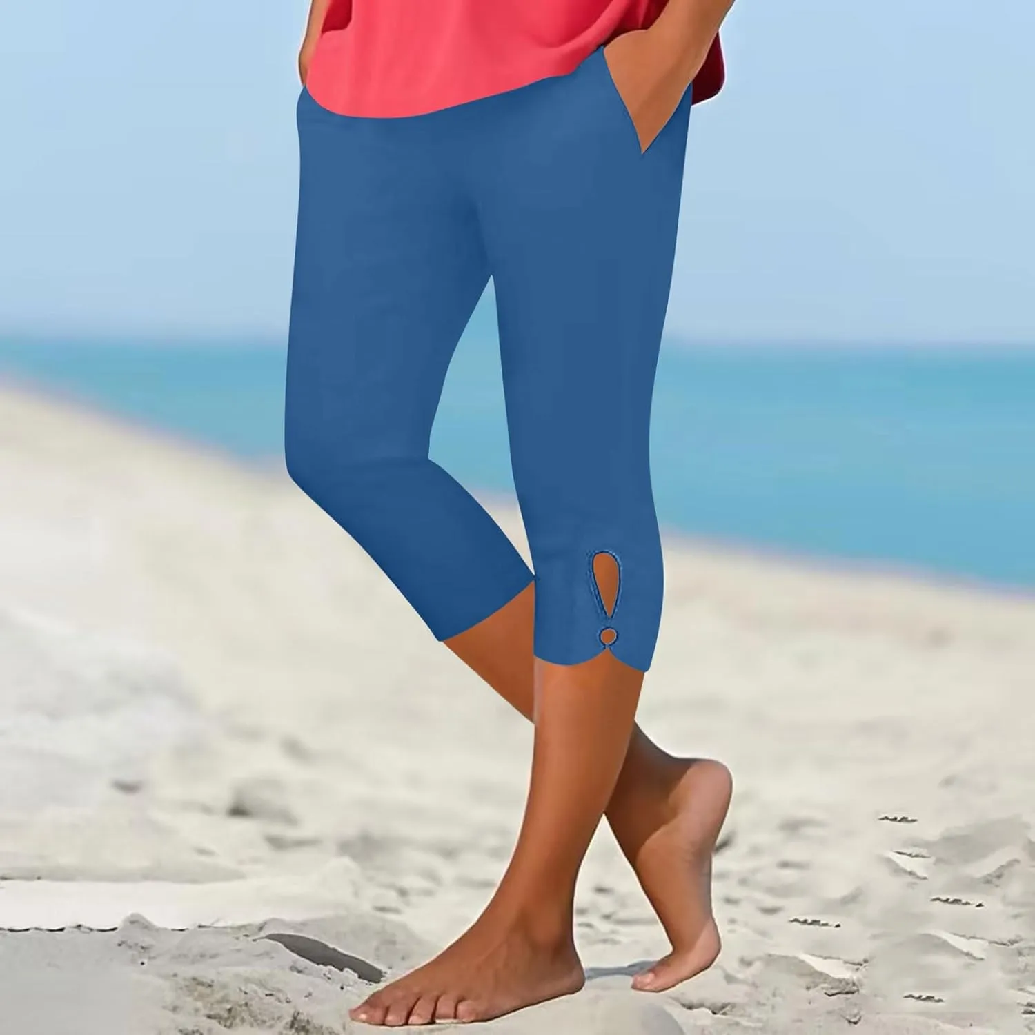 Capri Leggings for Women 2025 Summer Stretch Plus Size High Waisted Soft Casual Workout Yoga Pants with Pockets