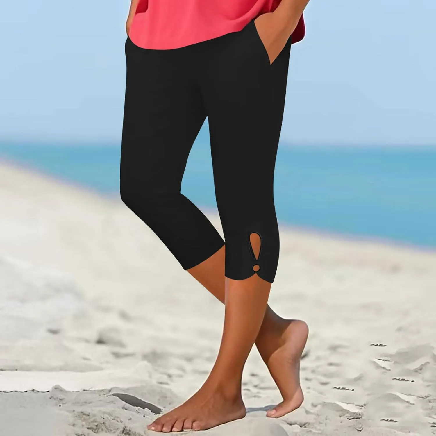 Capri Leggings for Women 2025 Summer Stretch Plus Size High Waisted Soft Casual Workout Yoga Pants with Pockets