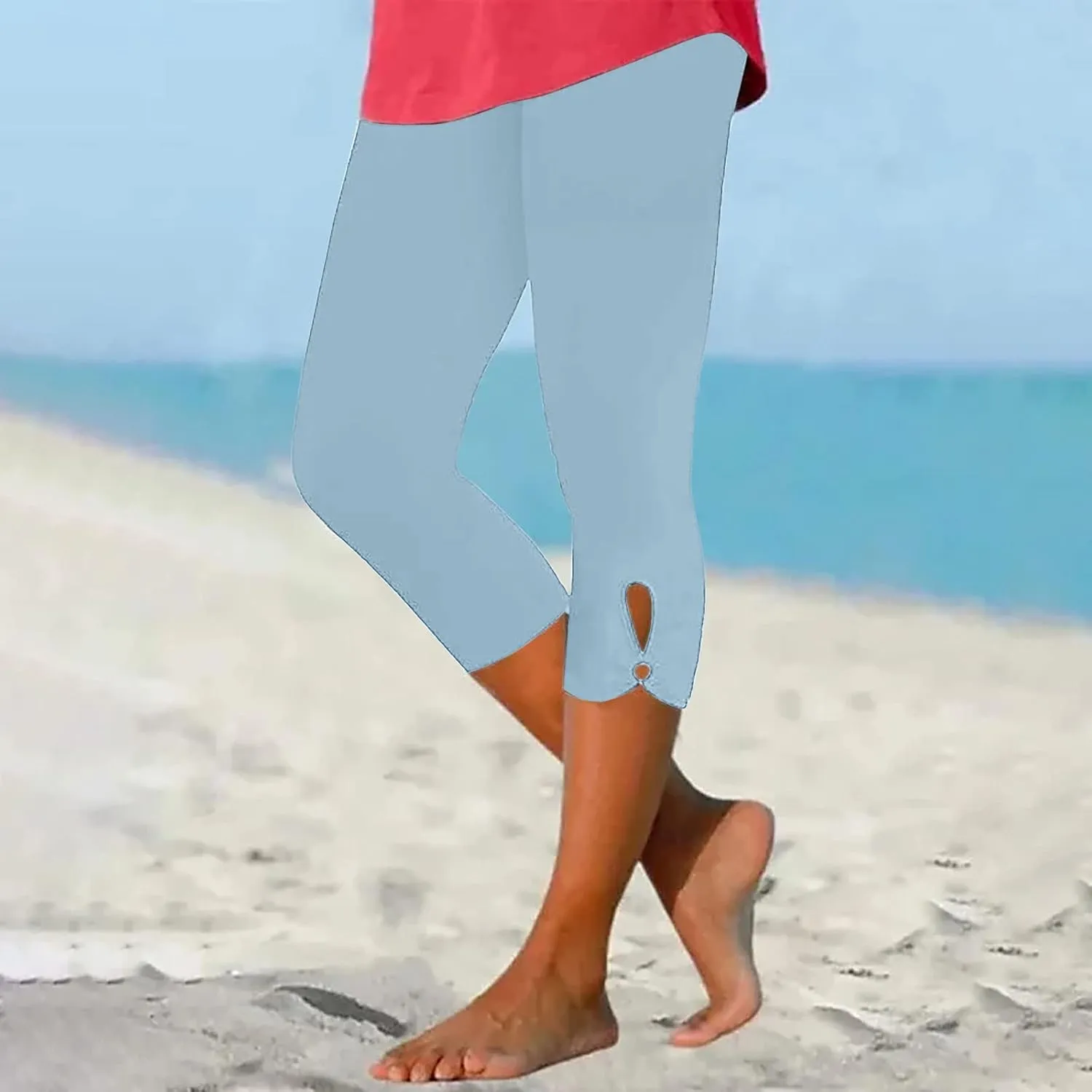 Capri Leggings for Women 2025 Summer Stretch Plus Size High Waisted Soft Casual Workout Yoga Pants with Pockets