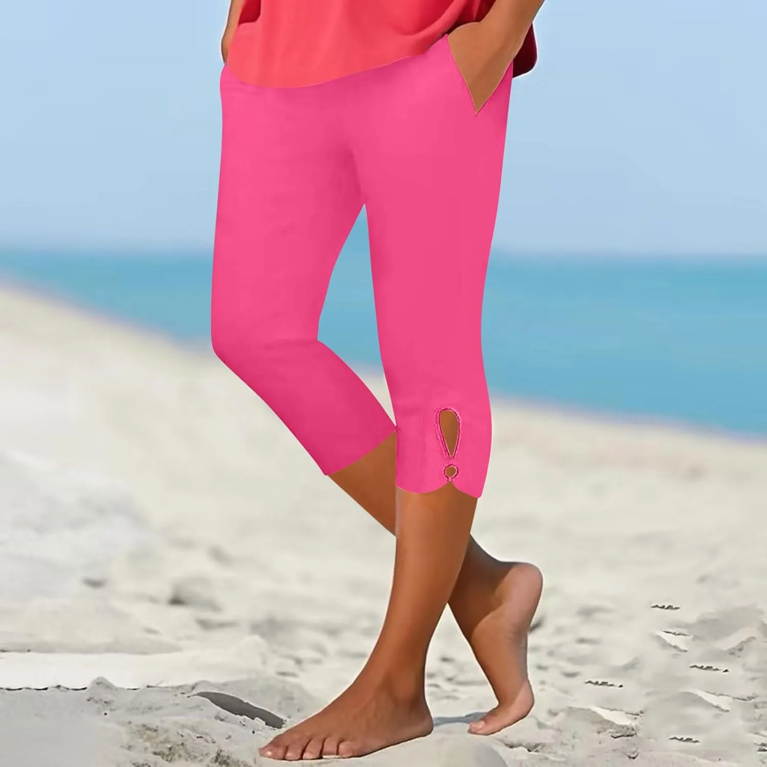 Capri Leggings for Women 2025 Summer Stretch Plus Size High Waisted Soft Casual Workout Yoga Pants with Pockets