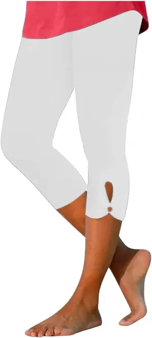 Capri Leggings for Women 2025 Summer Stretch Plus Size High Waisted Soft Casual Workout Yoga Pants with Pockets
