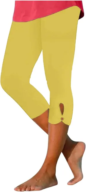 Capri Leggings for Women 2025 Summer Stretch Plus Size High Waisted Soft Casual Workout Yoga Pants with Pockets