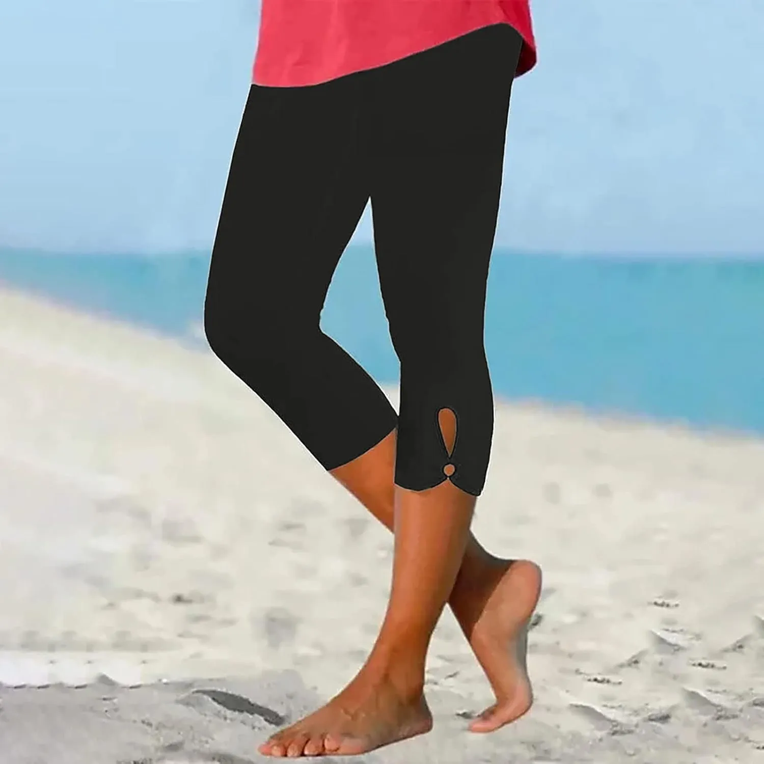 Capri Leggings for Women 2025 Summer Stretch Plus Size High Waisted Soft Casual Workout Yoga Pants with Pockets