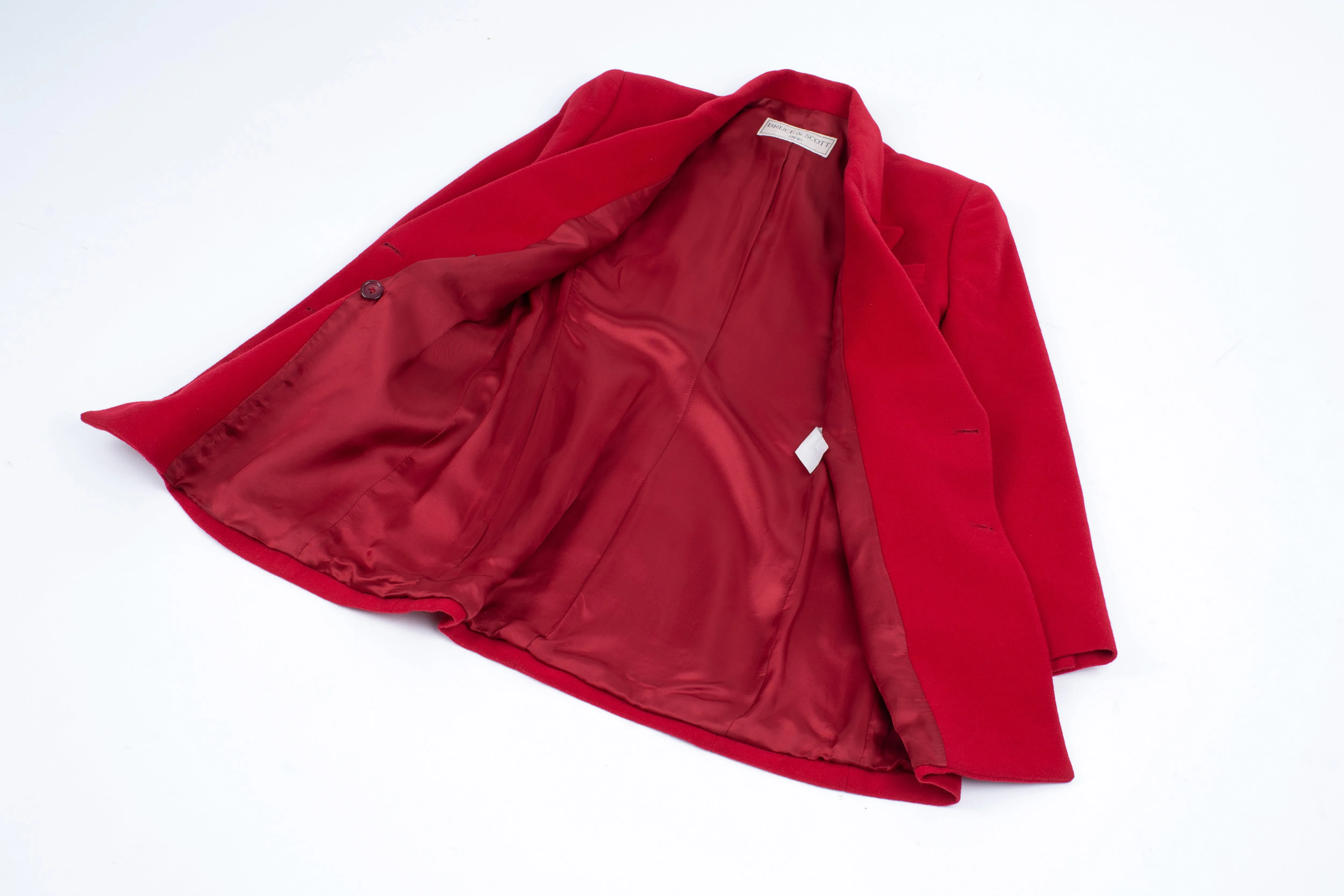 Cashmere Blend Red Wool Double Breasted Blazer With Gold Buttons, S