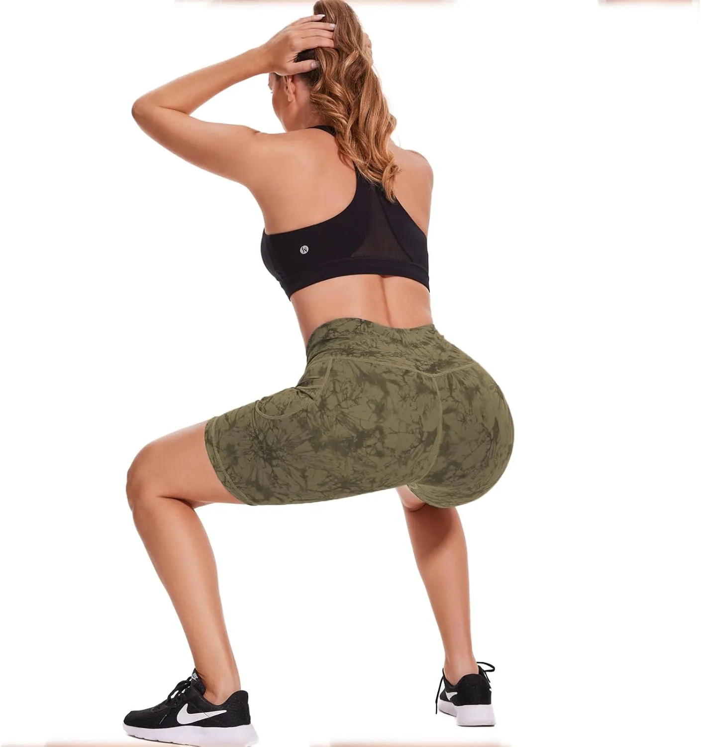 ccko High Waist Biker Shorts for Women with Pockets Workout Yoga Spandex Athletic Leggings Shorts for Gym Running