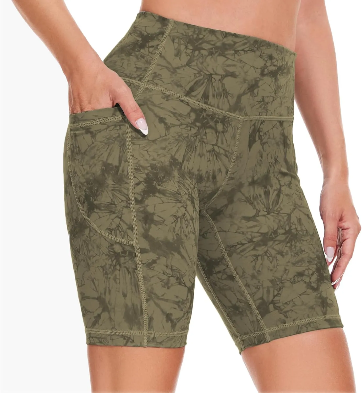 ccko High Waist Biker Shorts for Women with Pockets Workout Yoga Spandex Athletic Leggings Shorts for Gym Running