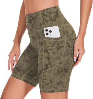 ccko High Waist Biker Shorts for Women with Pockets Workout Yoga Spandex Athletic Leggings Shorts for Gym Running