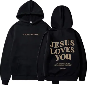 Christian Faith Hoodies Jesus Loves You Sweatshirts Religious God Pullover Oversized Casual Man Woman Tops Shirts