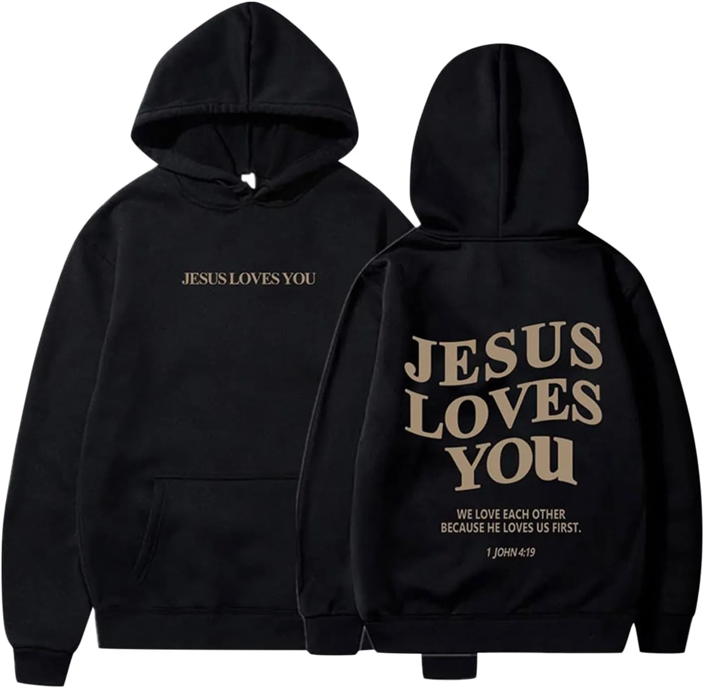 Christian Faith Hoodies Jesus Loves You Sweatshirts Religious God Pullover Oversized Casual Man Woman Tops Shirts