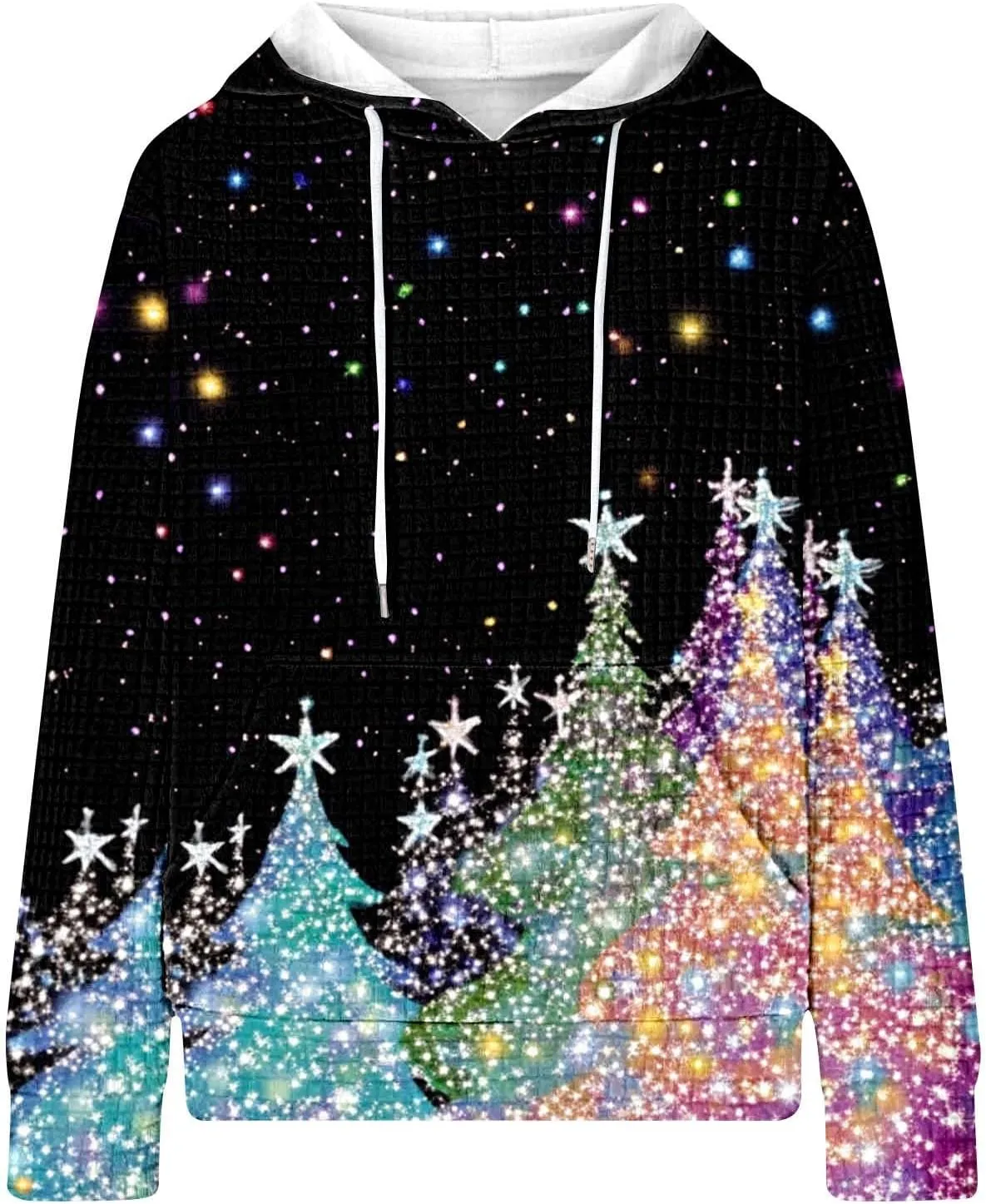 Christmas Hoodies for Women Glitter Xmas Tree Graphic Long Sleeve Sweatshirts Oversized Casual Funny Holiday Pullover
