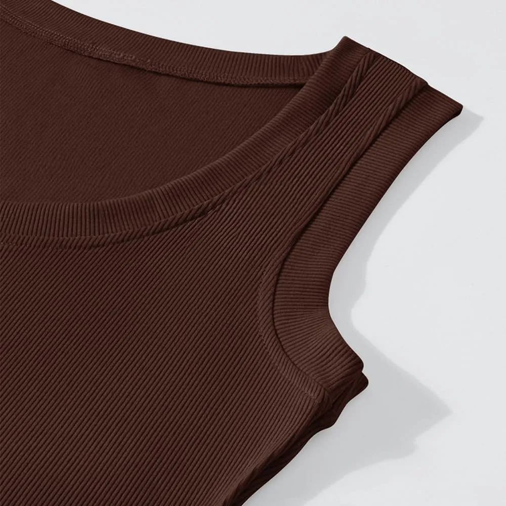 Chulianyouhuo Women's Ribbed Tank Tops Knit Scoop Neck Sleeveless Fitted Casual Tops Summer Slim Basic Tee Shirts