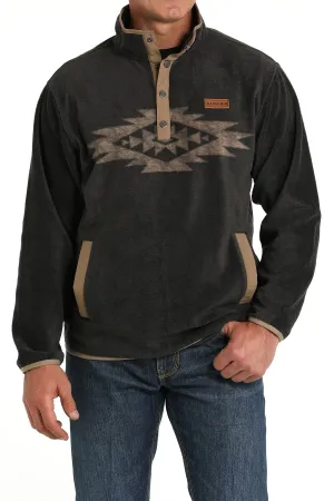 Cinch Men's Aztec Quarter Snap Fleece Pullover in Charcoal