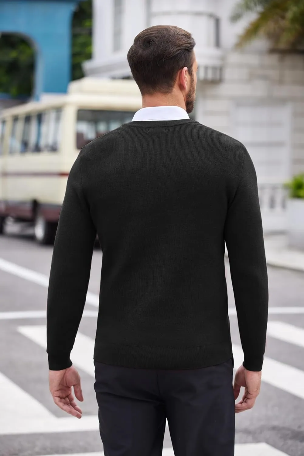 COOFANDY Men V Neck Dress Sweater Knit Long Sleeve Casual Slim Fit Pullover Sweater