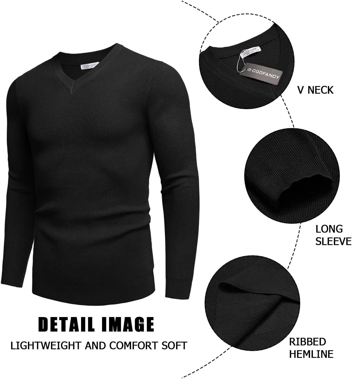 COOFANDY Men V Neck Dress Sweater Knit Long Sleeve Casual Slim Fit Pullover Sweater