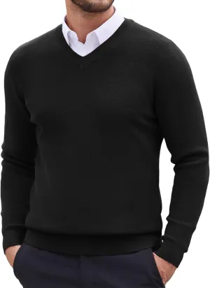 COOFANDY Men V Neck Dress Sweater Knit Long Sleeve Casual Slim Fit Pullover Sweater