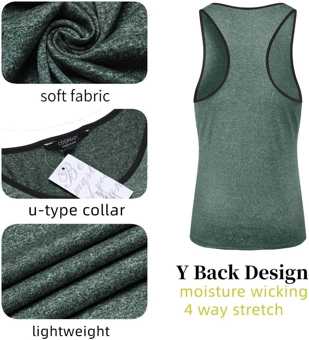 COOFANDY Men's 3 Pack Gym Tank Tops Y-Back Workout Muscle Tee Sleeveless Fitness Bodybuilding T Shirts
